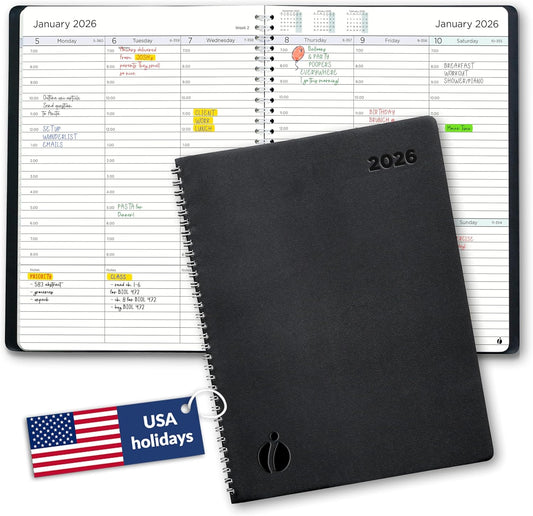 2026 Planner Weekly and Monthly – Hourly Appointment Book 2026 – Softcover, Twin-Wire Binding – Teacher Planner, Simple Design for Productivity – 8.5 x 11