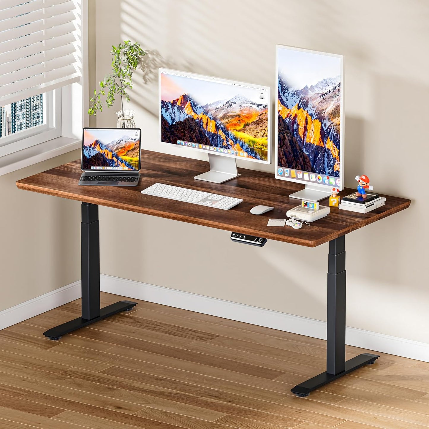 Okin Standing Desk Frame 3 Stage Dual Motor, Electric Stand Desk Legs Workstation up to 49.2",T-Shaped 270lb Load Adjustable Standing Computer Desk Base 43.3-71" for Home and Office,Black