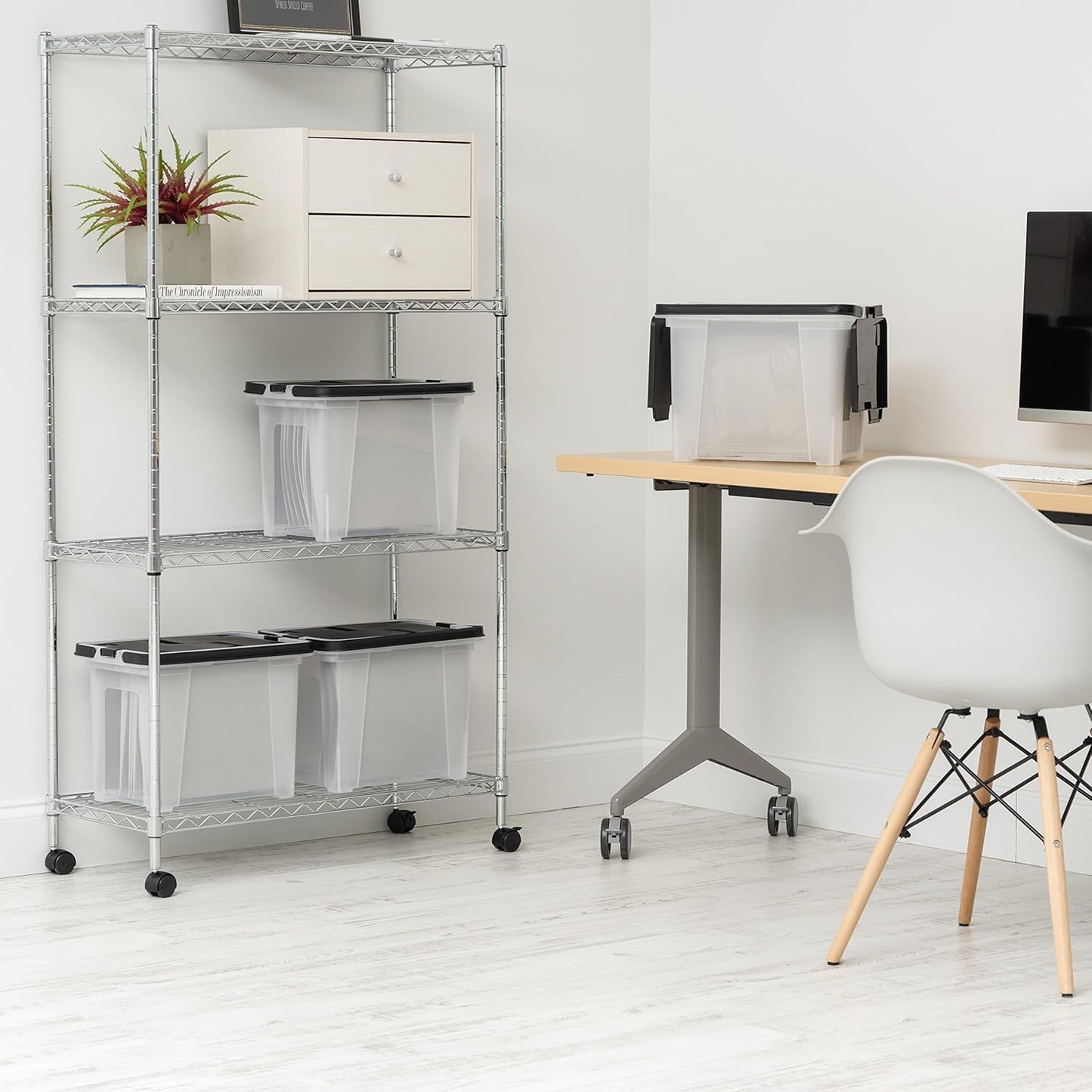 IRIS USA File Box File Organizer w/ Wing Lid for Letter/Legal File, Water Resistant Document Box, BPA-Free Plastic Storage Bin Organizer with Handles, Stackable, Nestable, Clear 18 Qt. 4Pack