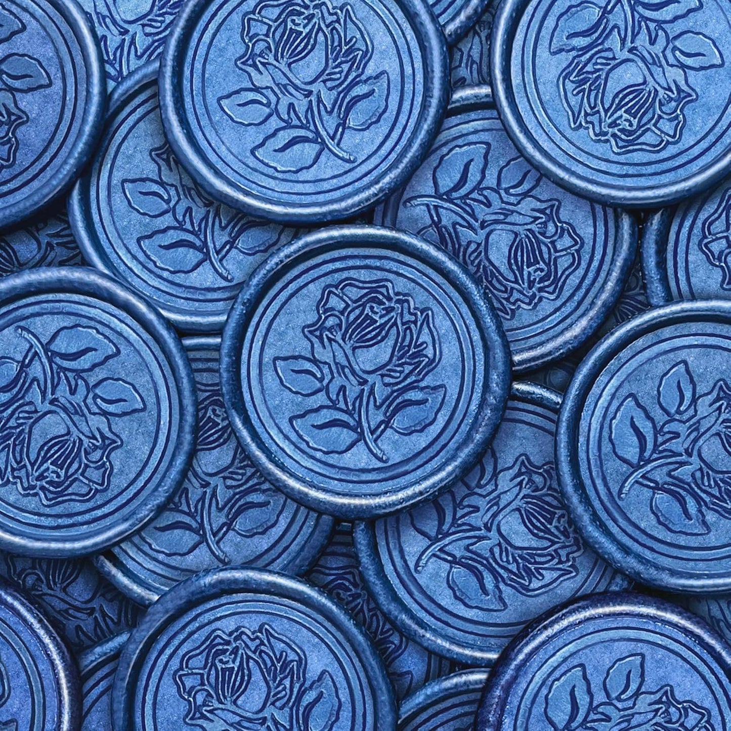 100Pcs Wax Seal Stickers Handmade Envelope Seals Self Adhesive Wax Stickers for Wedding Party Invitations, Envelope, Gift Wrap, Christmas(Rose Style, Blue)