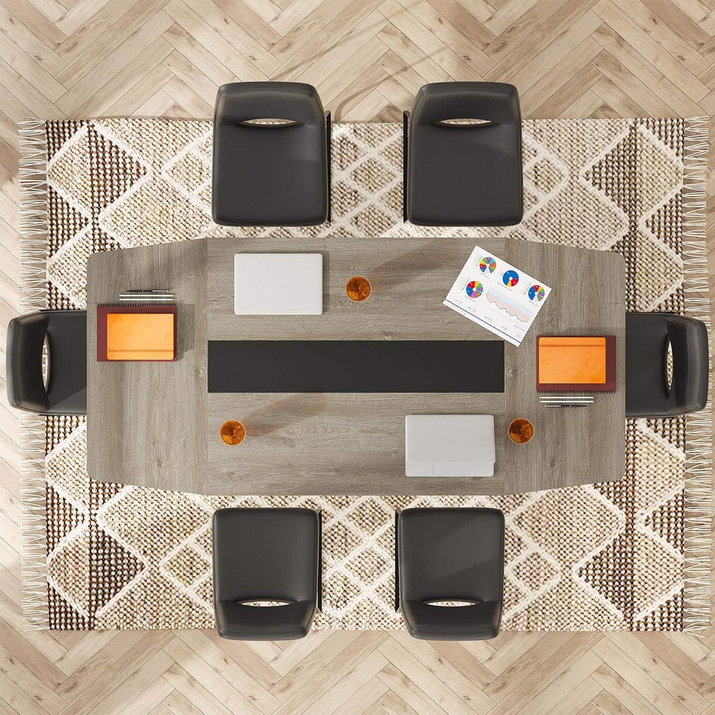 Tribesigns 6FT Conference Table, 70.86L x 35.43W x 29.52H Inches Boat Shaped Meeting Table, Industrial Grey Seminar Table for Office Meeting Conference Room