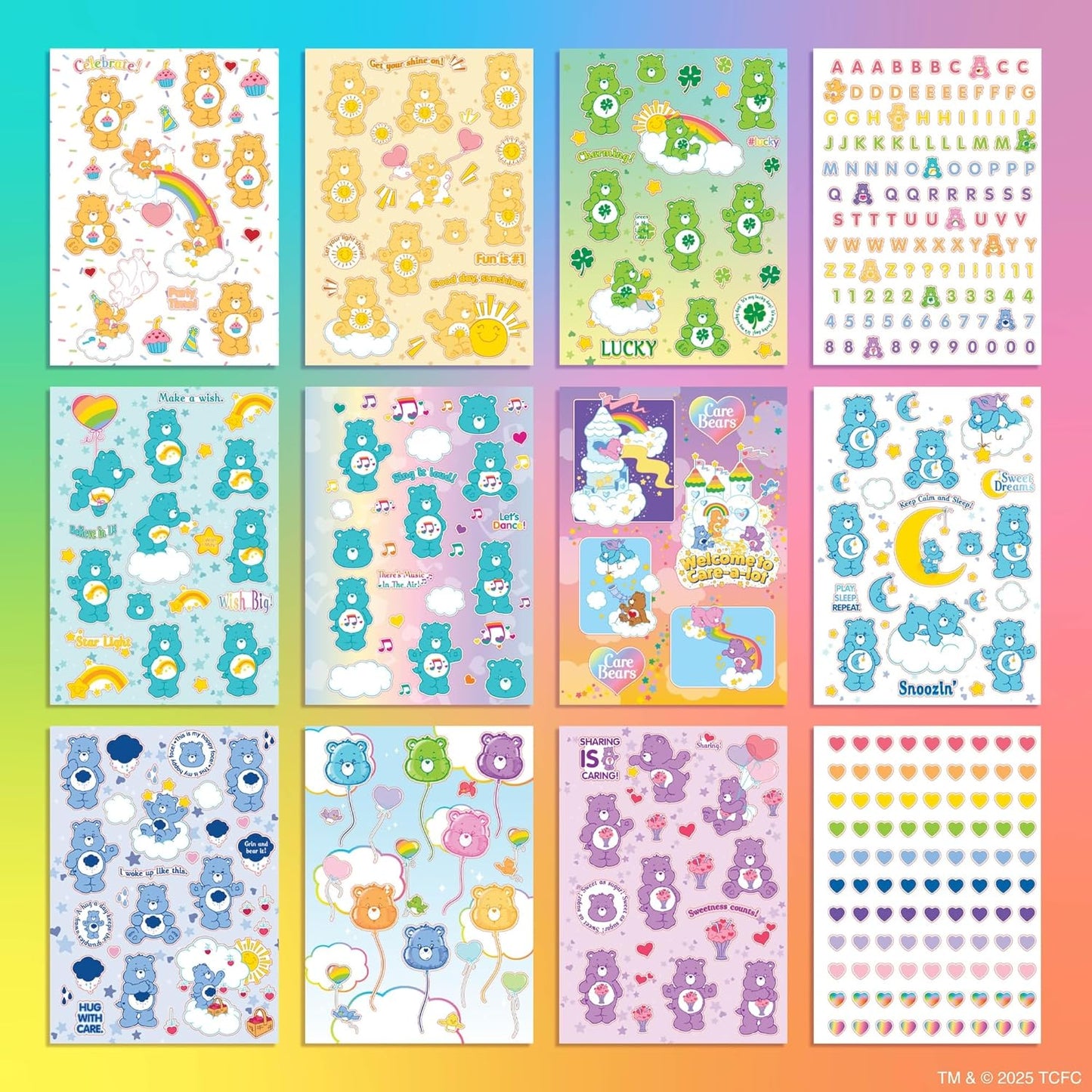 Care Bears Sticker Book, 1500 Cute Stickers for Scrapbooks, Planners, Features Letter Stickers, Planner Stickers, Laptop Stickers, Water Bottle Stickers for Kids Teens, School Supplies For Kids