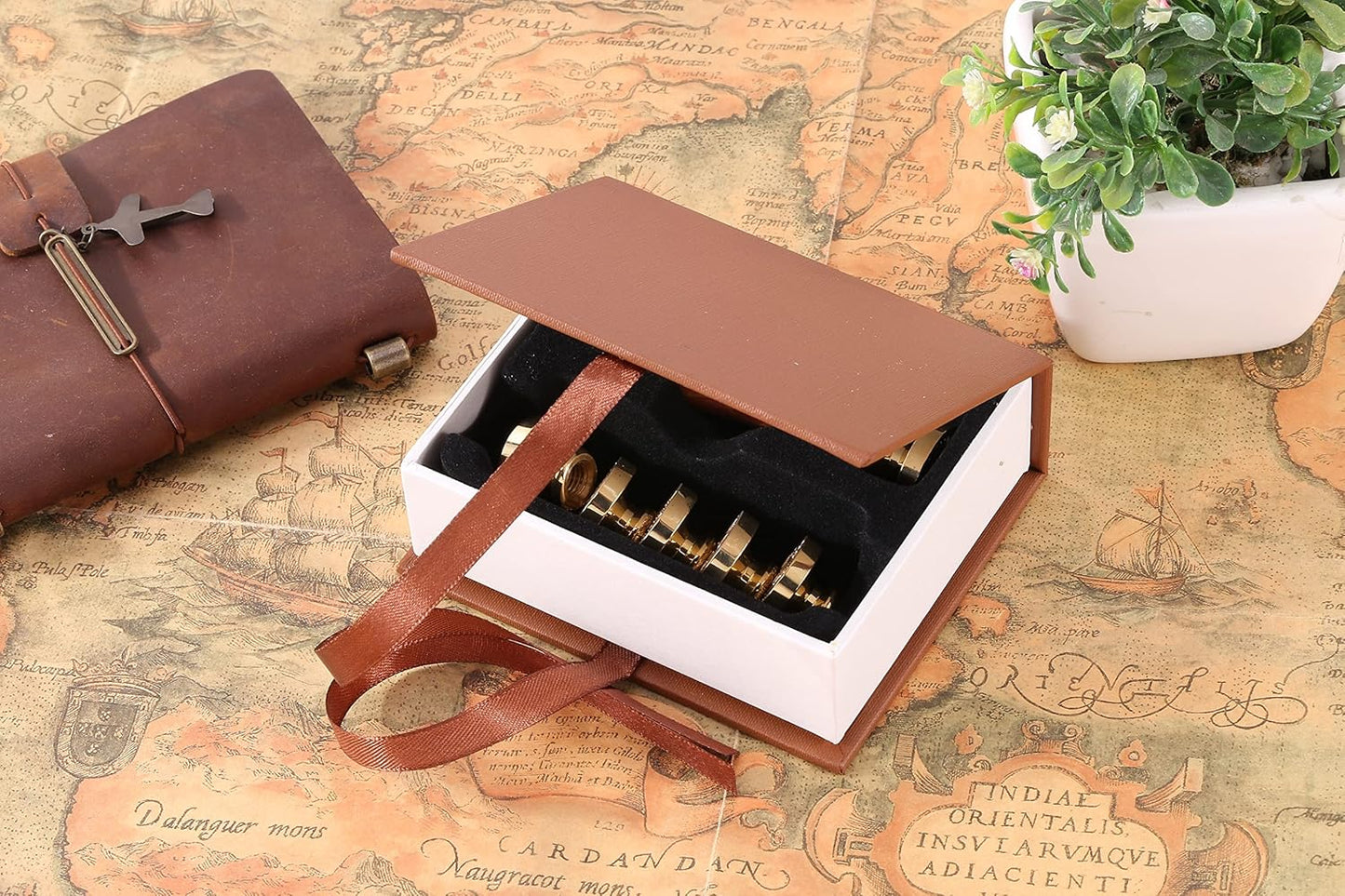 Yoption 6 Pieces Botanical Wax Seal Stamp Heads Set, Vintage Plant Flower Eucalyptus Sealing Stamp for Wedding Envelopes Invitation Decoration