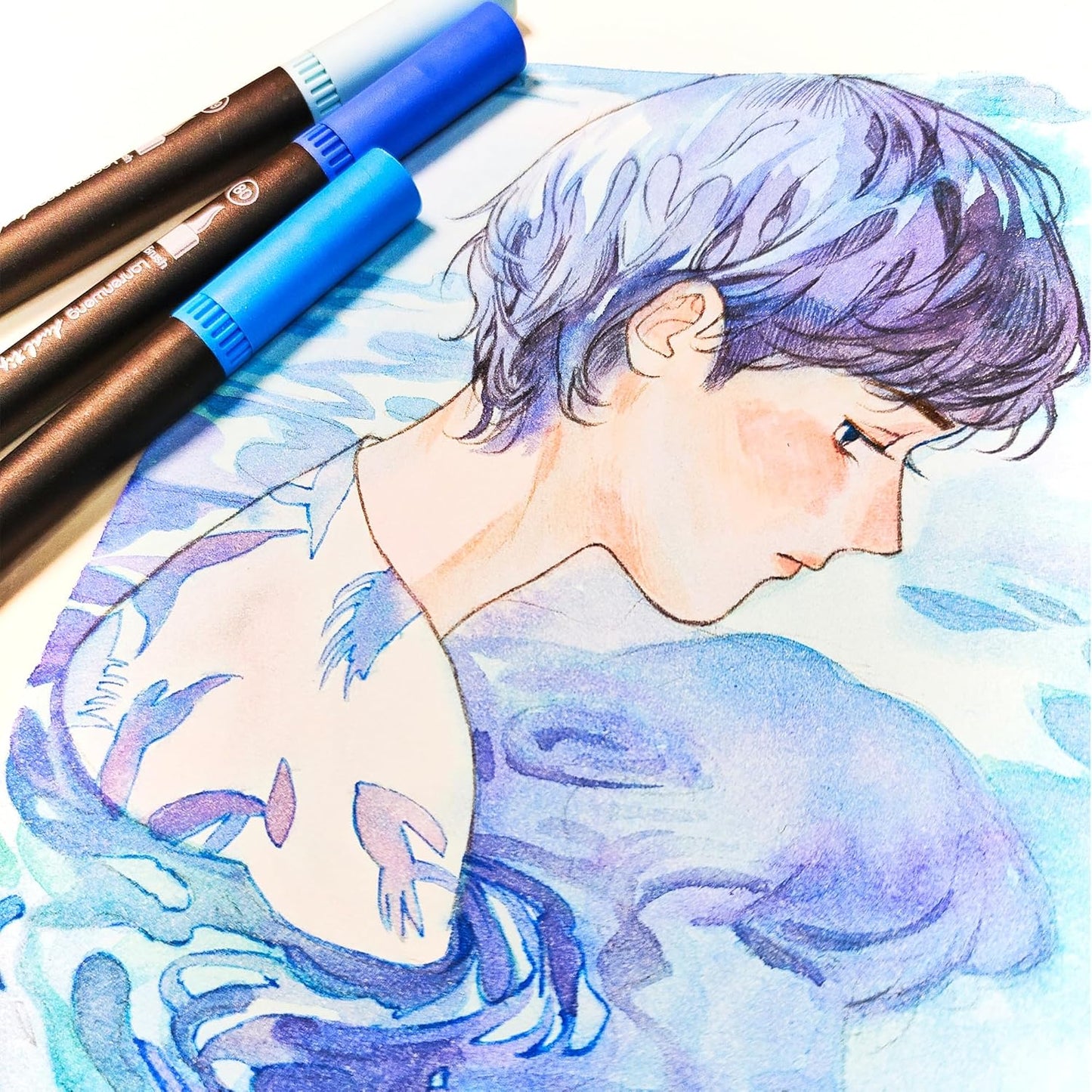 100 Colors Duo Tip Brush Markers Art Pen Set, Fine Brush Tip Colored Pens Set with Canvas Bag,Adult Coloring Books Drawing Sketching Calligraphy