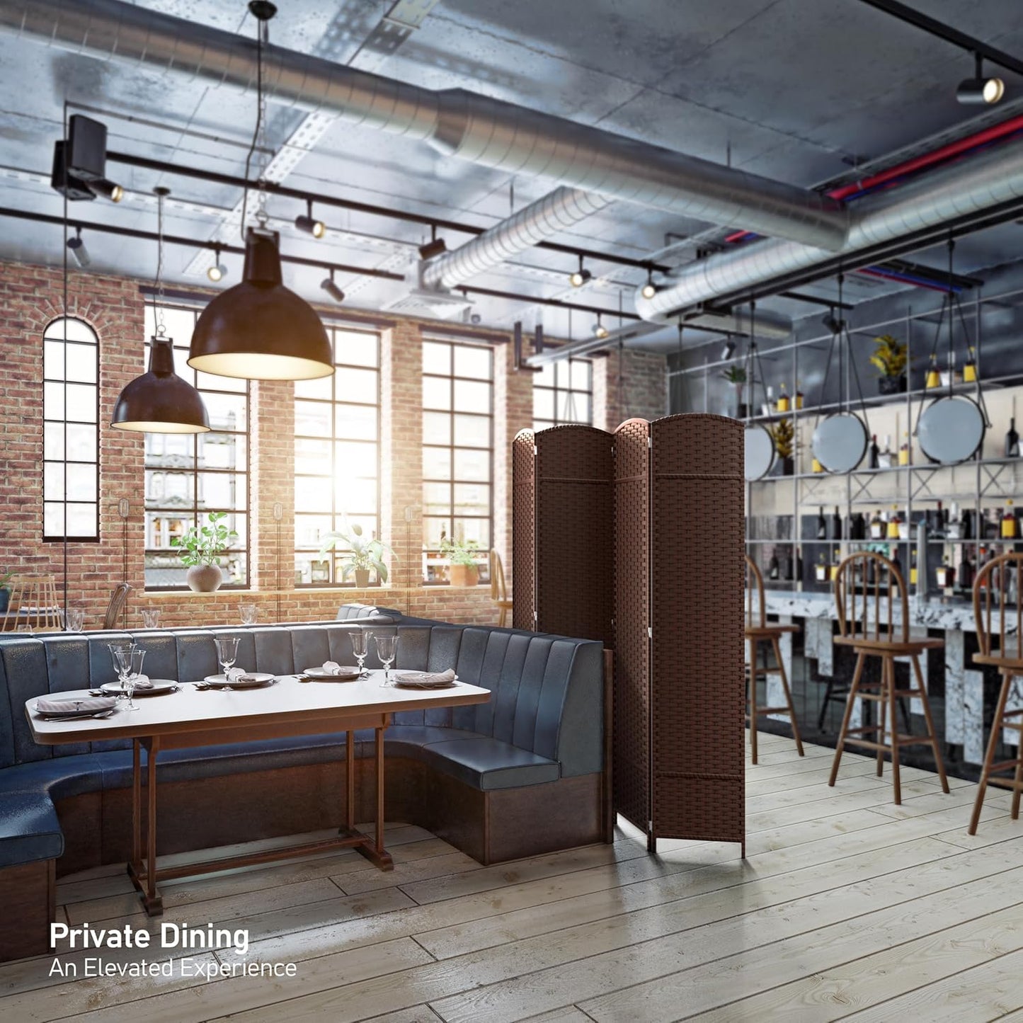 Sorbus 4 Panel Room Divider 6 ft. Tall - Privacy Screen, Extra Wide Double Hinged Panels, Mesh Hand-Woven Design, Partition Room Dividers and Folding Privacy Screens, Wall Divider for Room Separation