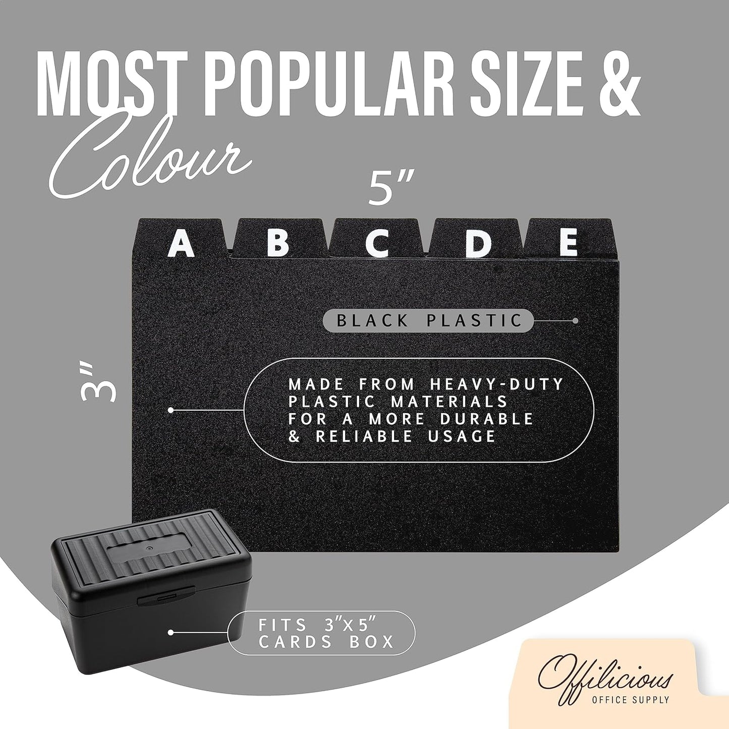 25 Black Index Card Dividers 3x5" - Large Index Cards for Index Card Box, Index Card Organizer, Index Cards Holder - Alphabetical File Dividers, Recipe and Card Guides, Greeting Cards