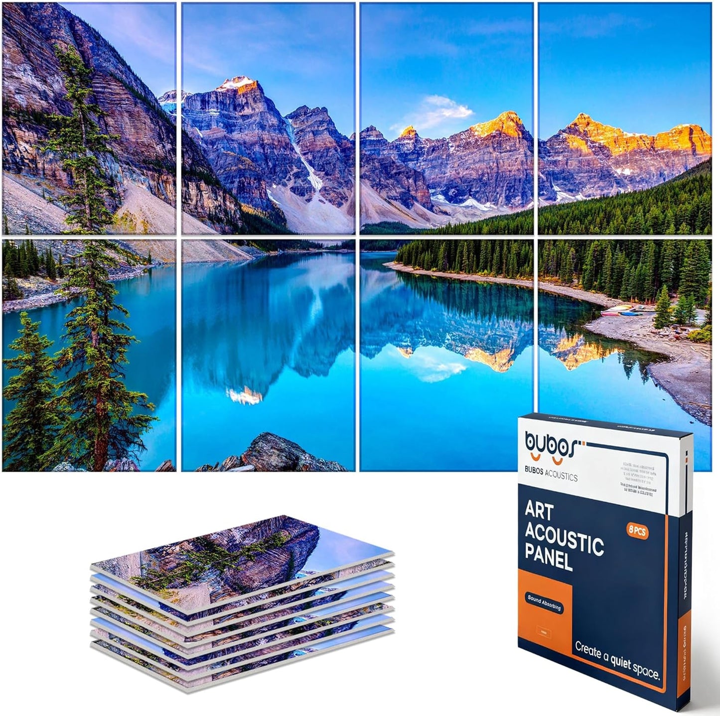 BUBOS 8 Pack Art Acoustic Panels Soundproof Wall Panel,47.2X31.4 Inches Sound Absorbing Panel,Self-adhesive Decorative Acoustical Wall Panels, Acoustic Treatment for Ceiling Home Office（Banff Park）