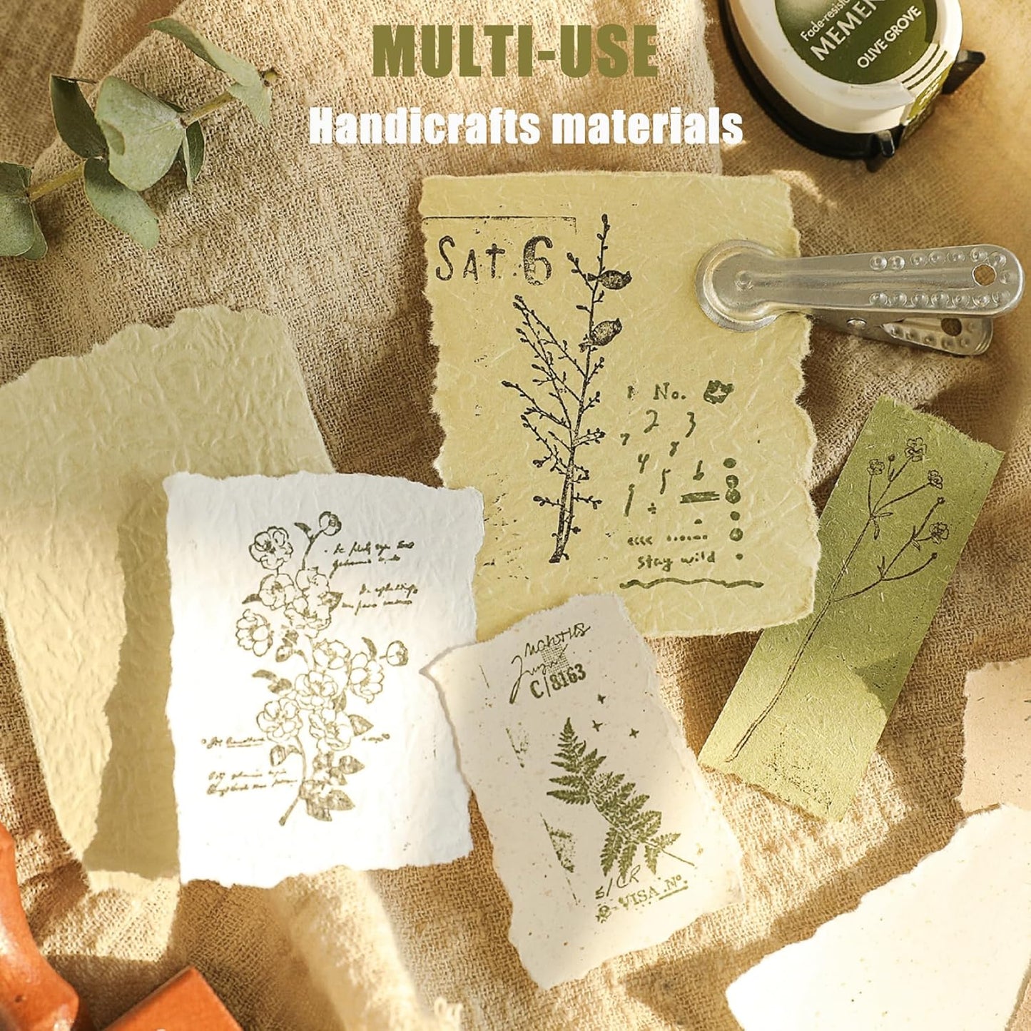 Aromoty 30 sheets A4 size Textured Scrapbook Paper&Mesh Fabric set - Large Handmade Craft Mulberry Special Paper Mix for Scrapbooking Junk Journal Supplies Card Materials Collage, 11.7x8.3 Inches