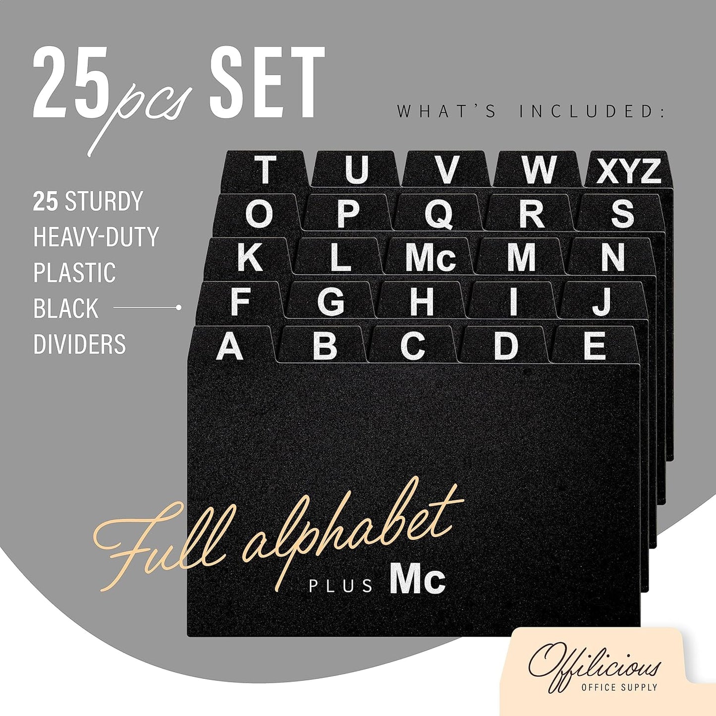 25 Black Index Card Dividers 3x5" - Large Index Cards for Index Card Box, Index Card Organizer, Index Cards Holder - Alphabetical File Dividers, Recipe and Card Guides, Greeting Cards