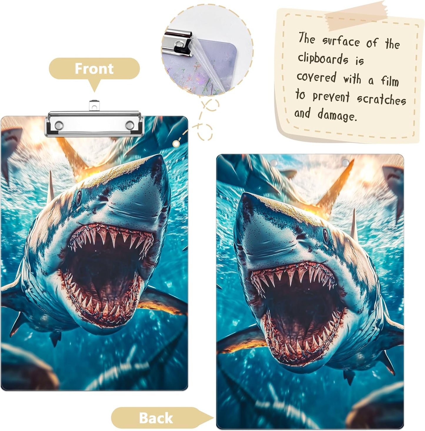 Blue Fish Plastic Clipboards,Decorative Plastic Acrylic Clipboard for Teacher Social Worker Students Office Supplies 8 * 12