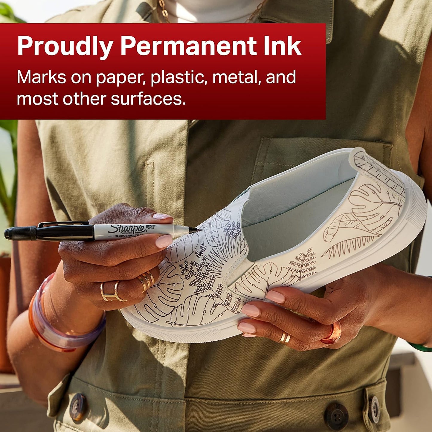 Sharpie Brush Twin Permanent Marker Brush Tip Marker and Ultra Fine Tip Black 12 Count