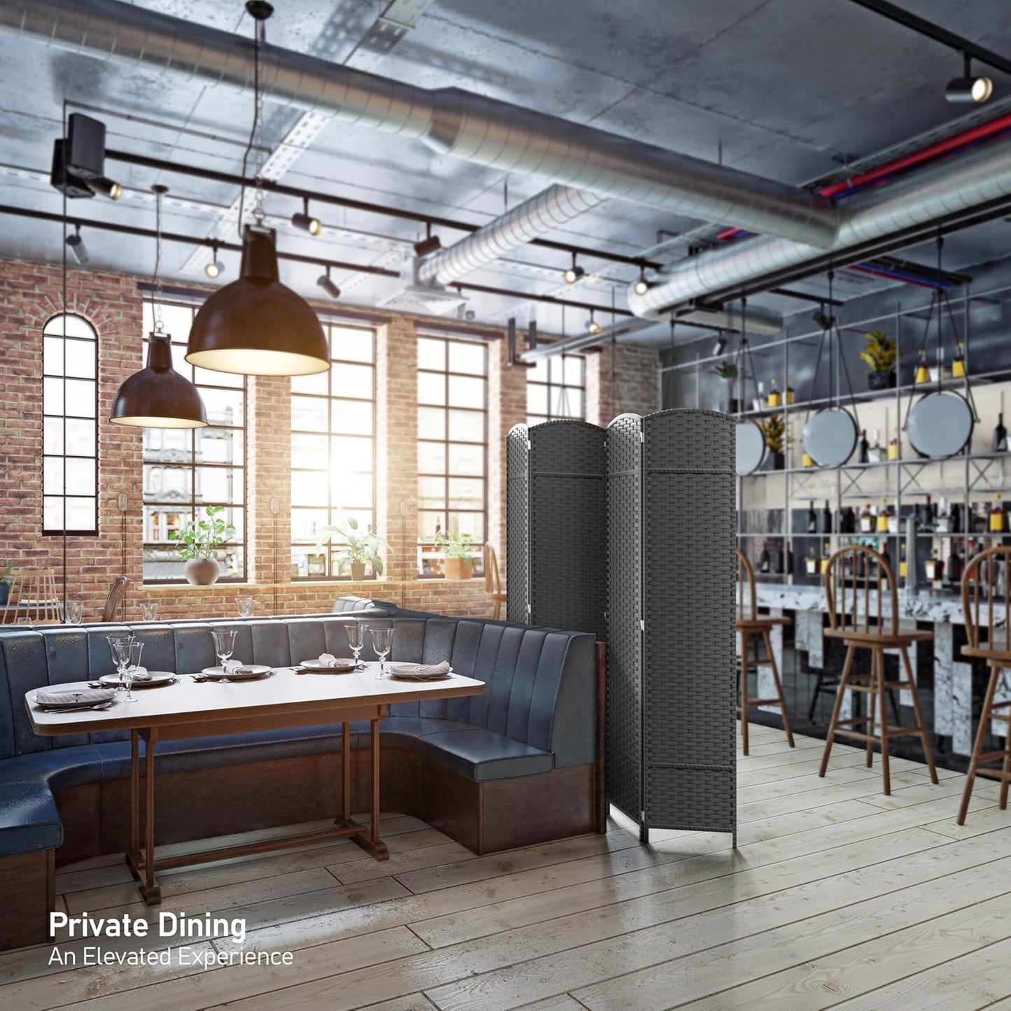 Sorbus 4 Panel Room Divider 6 ft. Tall - Privacy Screen, Extra Wide Double Hinged Panels, Mesh Hand-Woven Design, Partition Room Dividers and Folding Privacy Screens, Wall Divider for Room Separation