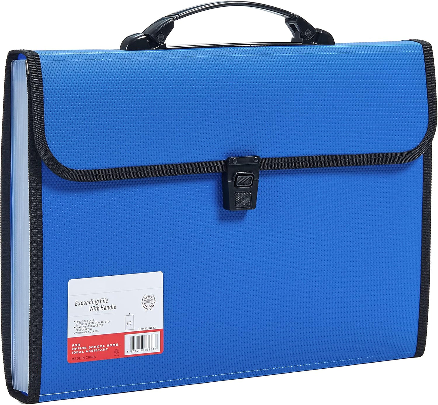 JIZISO Legal Size 13 Pocket Accordian File Organizer Expanding File Folder for FC A4 Paper, Briefcase File Case with Durable Handle & Buckle Closure for School Home & Business (Blue-2)