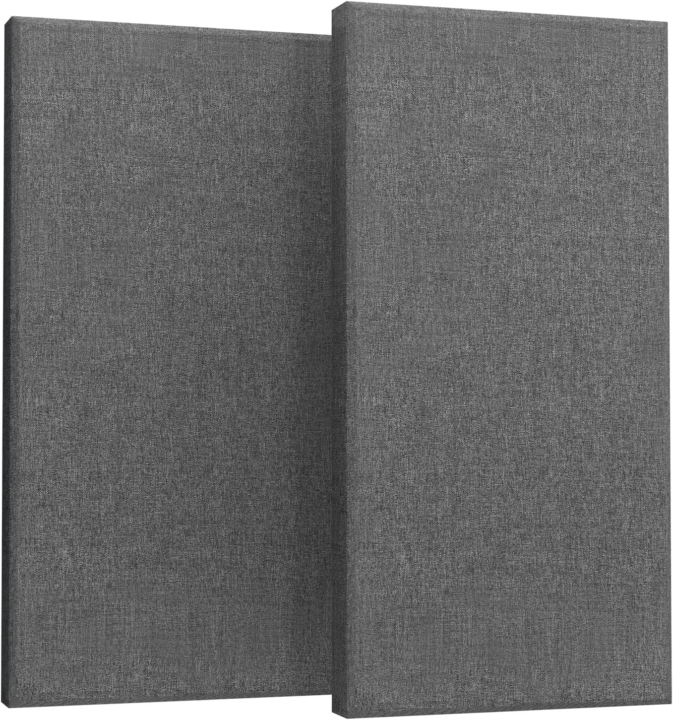 2” Thick Acoustic Panels with Hanging Hardware, 2 PCS 47.2” x 23.6” Fiberglass Sound Absorbing Panels for Home Theater Church Office Wall,Heather Grey