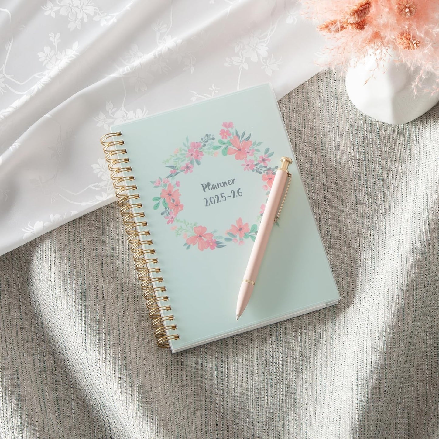 Blue Sky 2025-2026 Weekly and Monthly Academic Year Planner Calendar, July 2025 - June 2026, 5" x 8", Flexible Cover, Wirebound, Laminated Tabs, Laurel