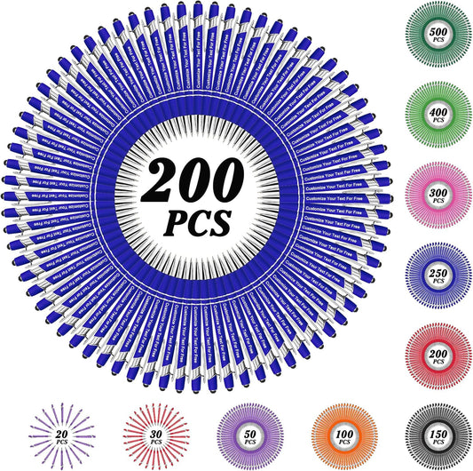 Max 500 Pcs Personalized Pens Bulk, Custom Pens with Free Engraving, Customized Stylus Tip Ballpoint Pen with Your Name Massage Text for School Office Business Graduation Anniversaries-200 Packs
