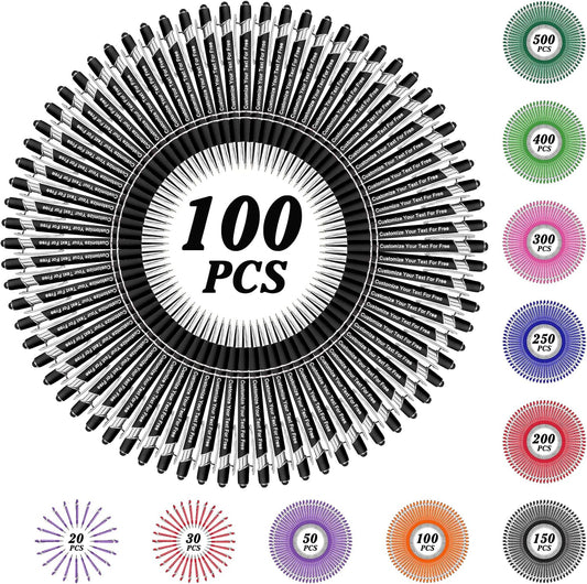 Max 500 Pcs Personalized Pens Bulk, Custom Pens with Free Engraving, Customized Stylus Tip Ballpoint Pen with Your Name Massage Text for School Office Business Graduation Anniversaries-100 Packs