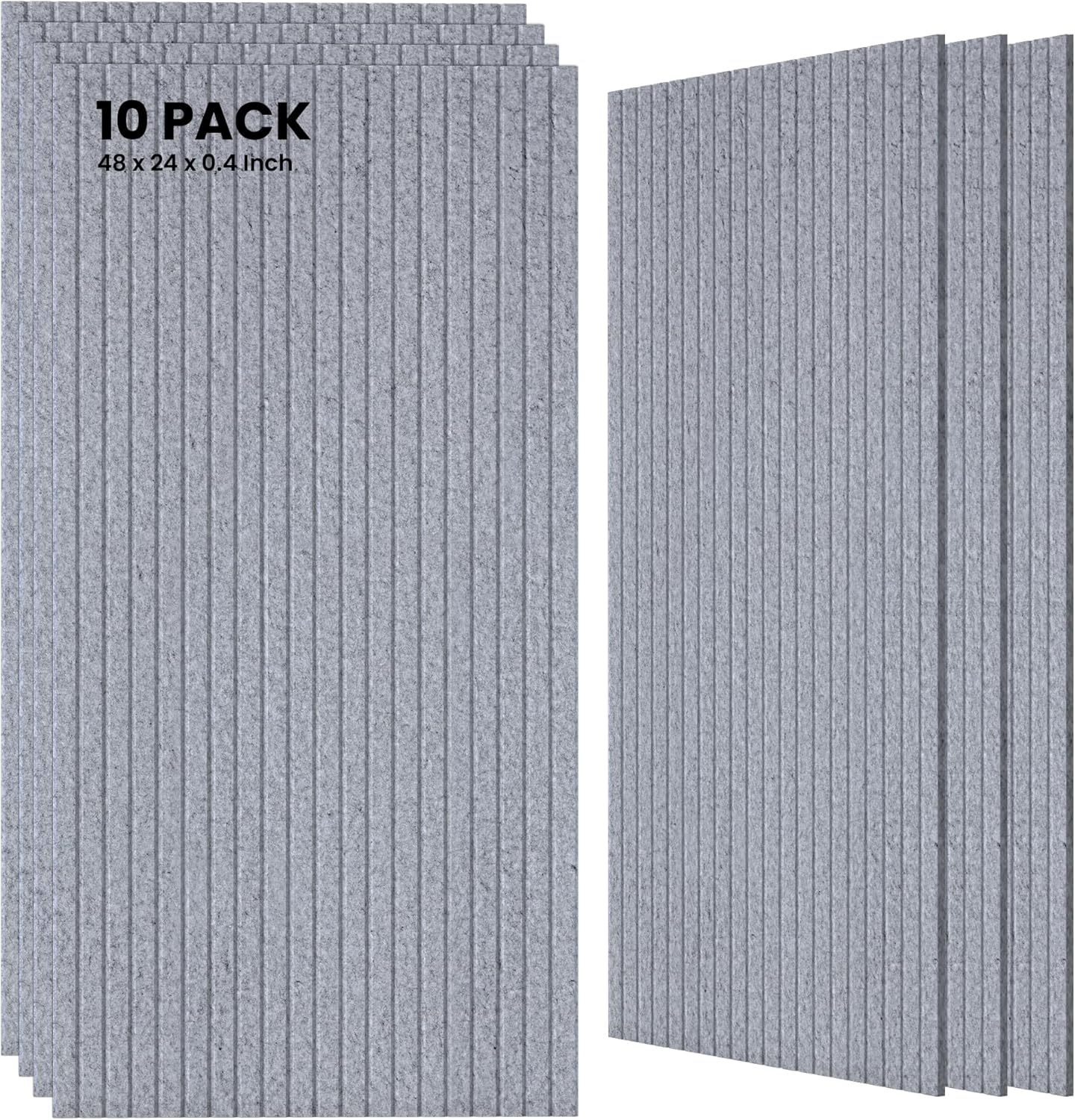 10 Pack Large Acoustic Panels,48 x 24 x 0.4 Inch Sound Proof Foam Panels for Walls，Premium Noise Dampening Panels,Sound Panels for Media Room, Office and Studio,Silver Gray