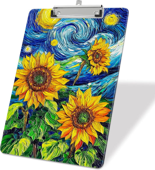Sunflower Plastic Clipboards,Decorative Plastic Acrylic Clipboard for Teacher Social Worker Students Office Supplies 8 * 12