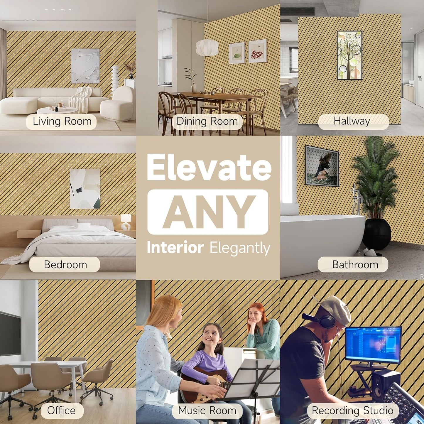 10 Pack Art Acoustic Panels, 47.2” x 23.6” Soundproof Wall Panels with Wood-Look,Sound Absorbing & Echo Absorption, Soundproof Tiles,Sound Dampening Panels for Home,Studio,Office