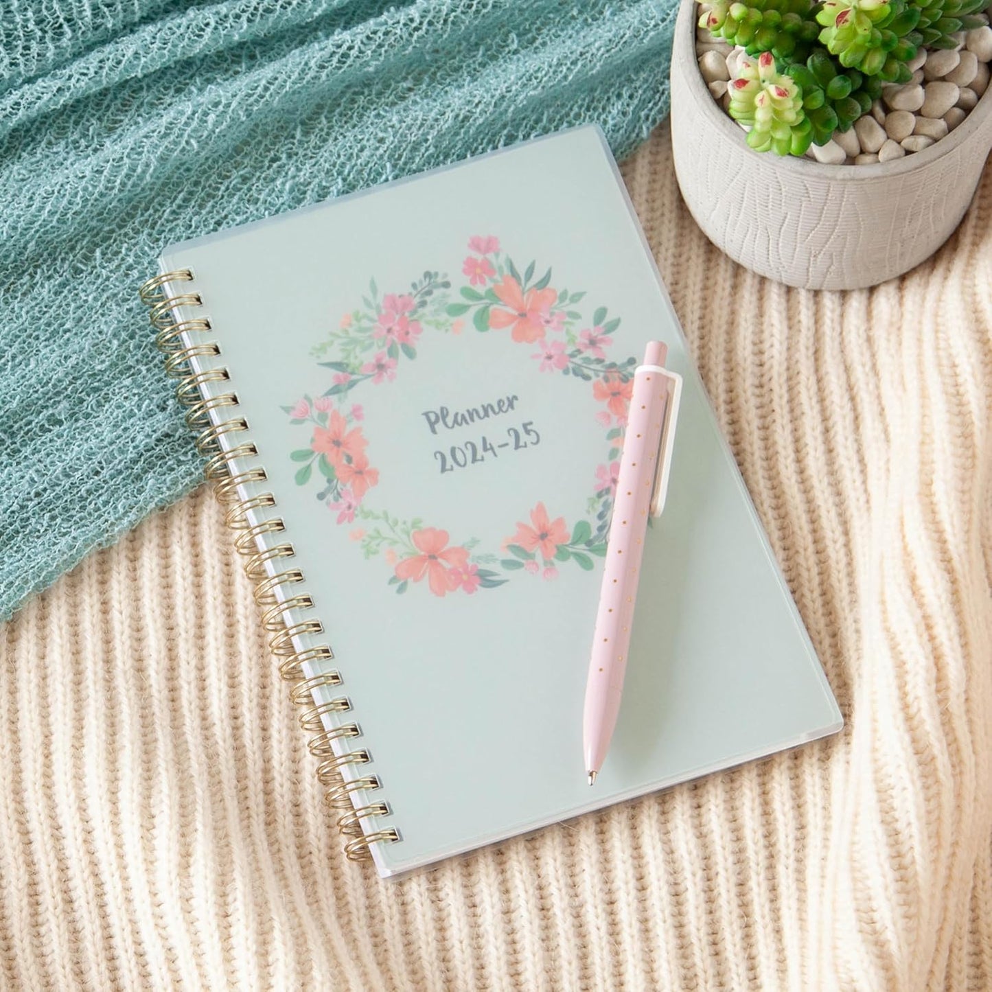 Blue Sky 2024-2025 Academic Year Weekly and Monthly Planner, Perfect College Organizer with Enhanced Features, Frosted Laurel, 5" x 8"