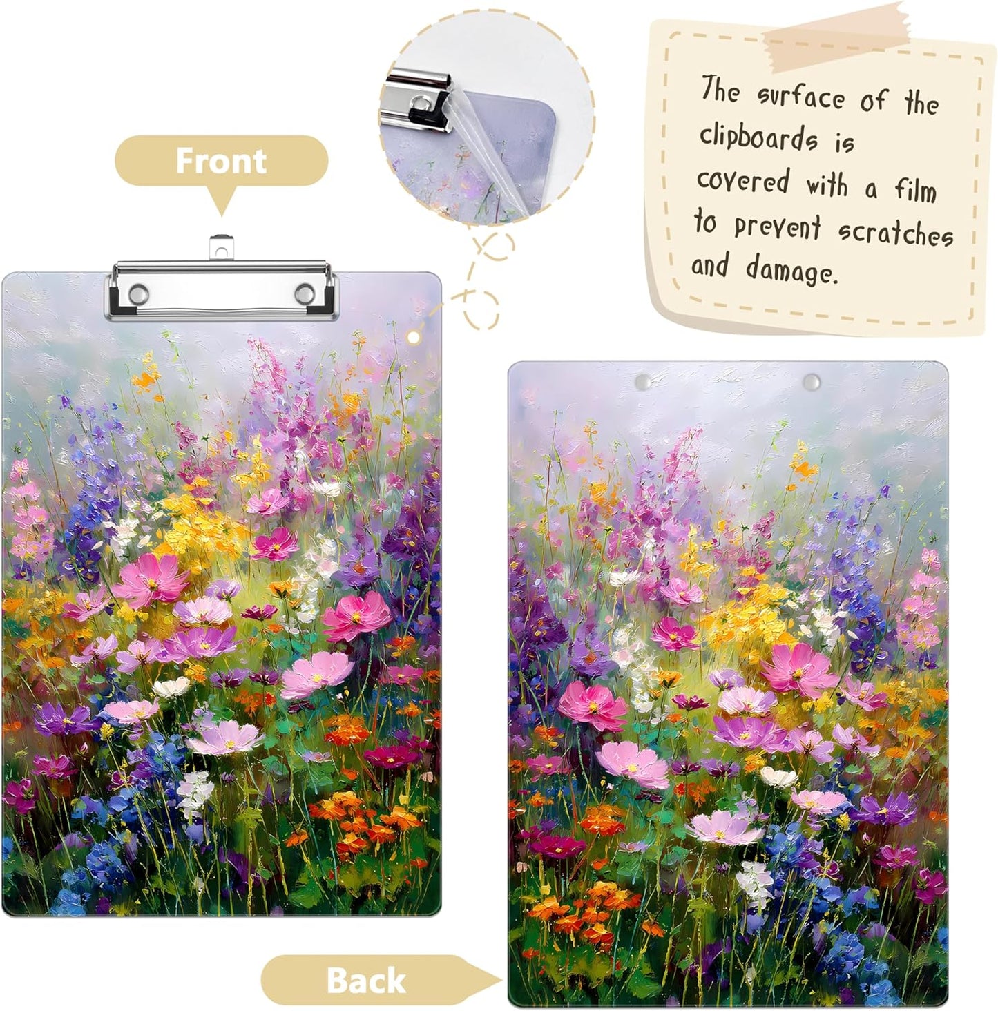 Floral Plastic Clipboards,Decorative Plastic Acrylic Clipboard for Teacher Social Worker Students Office Supplies 8 * 12