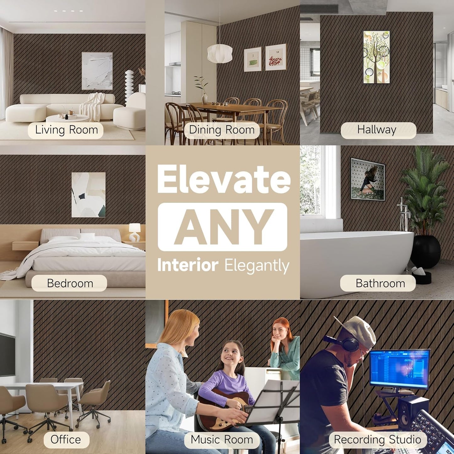 Large Art Acoustic Panels,5 Pack Sound Absorbing Panels,47.2” x 23.6” x 0.4” Soundproof Panels,High-Density Acoustic Wall Panels,Wood-Look Decorative Panels