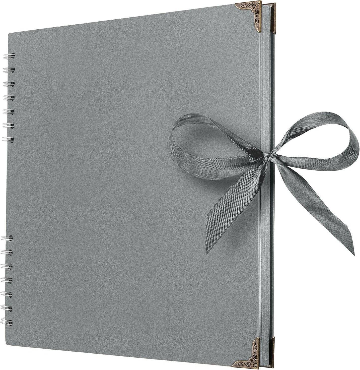 Bstorify Square Scrapbook Photo Albums 80 Pages (11 x 11 Inch) Grey Thick Paper, Hardcover, Ribbon Closure - Ideal for Your Scrapbooking Albums, Art & Craft Projects (Grey, 11 x 11 Inch)