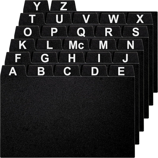 27 Black Index Dividers 3x5" - Large Index Card Organizer with Alphabetical File Dividers and Recipe Guides