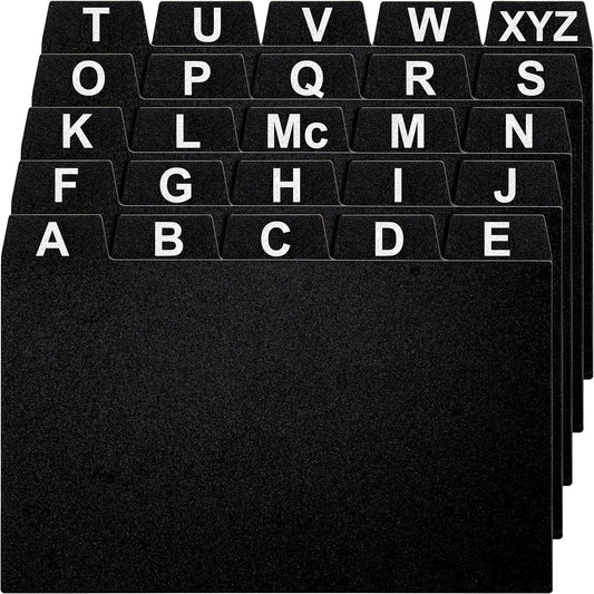 25 Black Index Card Dividers 3x5" - Large Index Cards for Index Card Box, Index Card Organizer, Index Cards Holder - Alphabetical File Dividers, Recipe and Card Guides, Greeting Cards